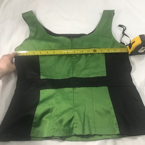 Green & Black Satin Corset-Style Sleeveless Top - Picture 8 of 12